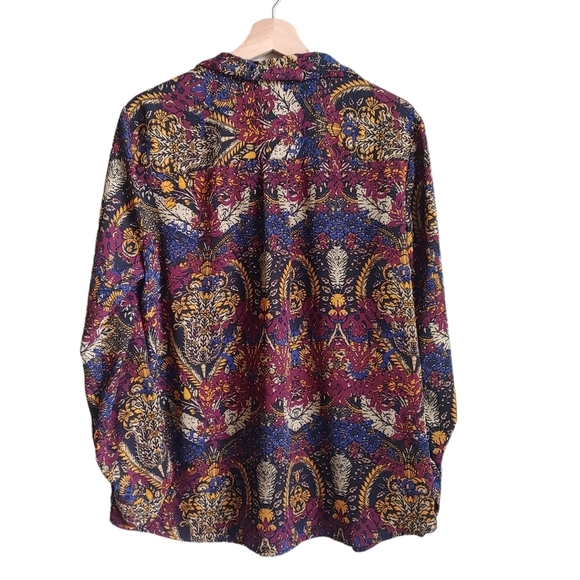 BUCKLE NY Collection Wine Multi Printed Utility Shirt Size Large - Picture 2 of 5